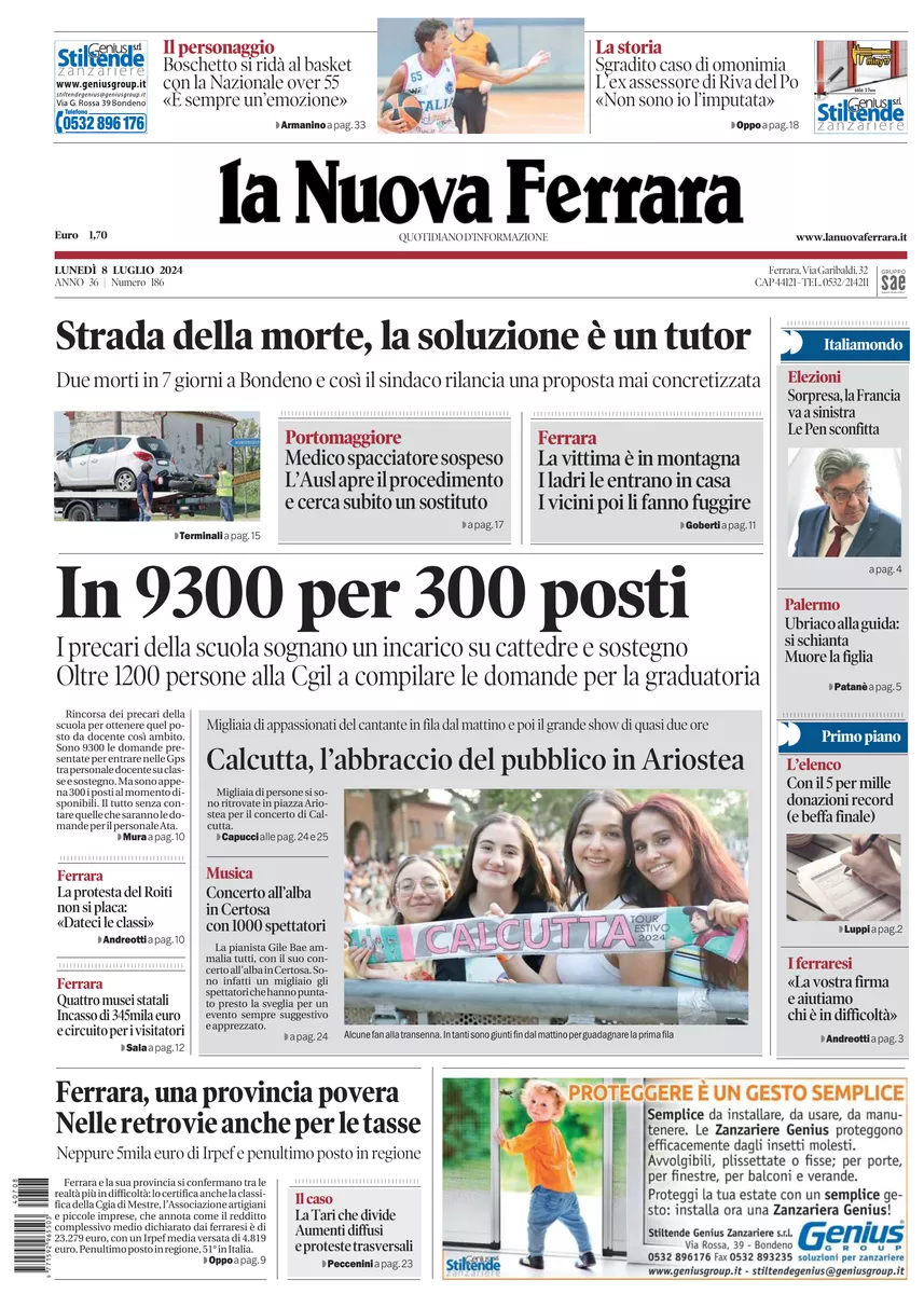 Prima-pagina-nuova ferrara-oggi-edizione-del-2024-07-08